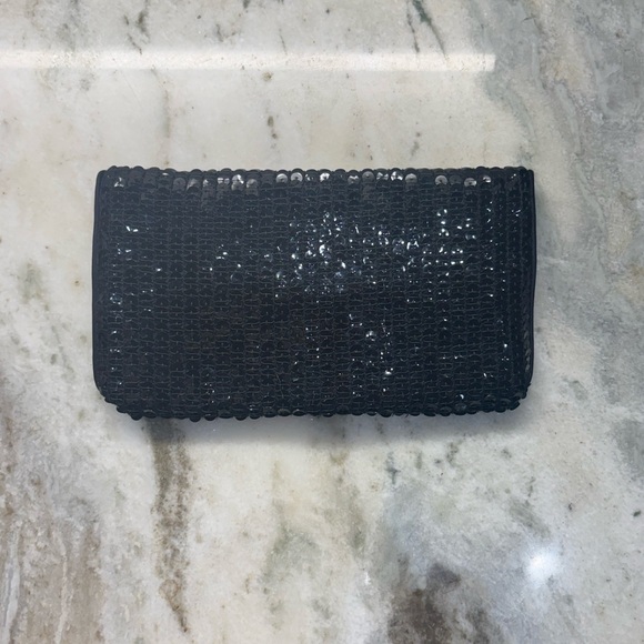 Vintage Norell 70's Black Sequin Clutch/Mini Bag/Pouch - Picture 7 of 8